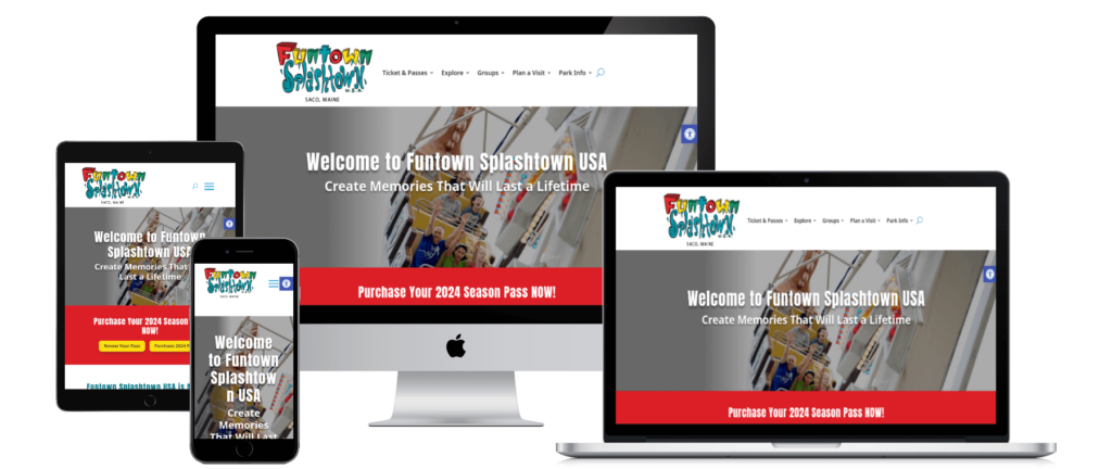 Funtown Splashtown USA Website on various screen sizes