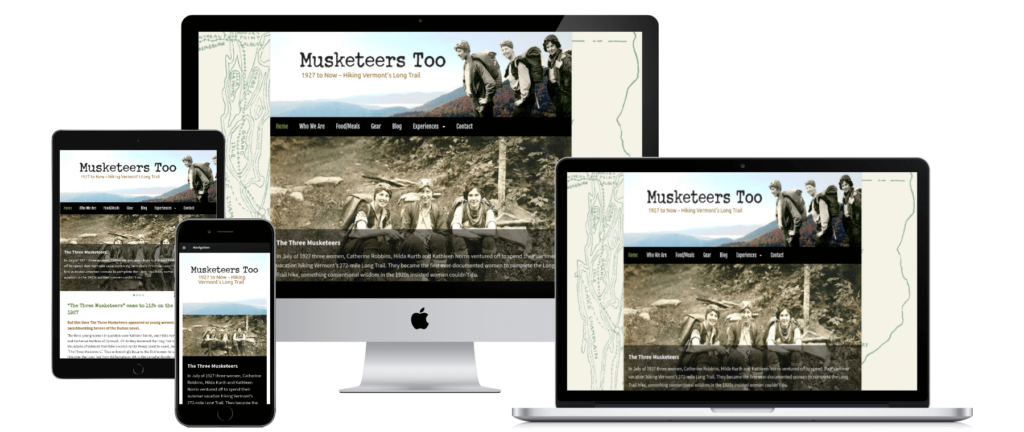 Musketeers Too Website on various screen sizes