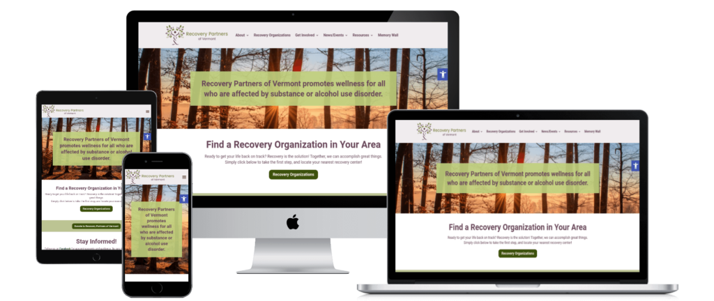 Recovery Partners of Vermont Website on various screen sizes